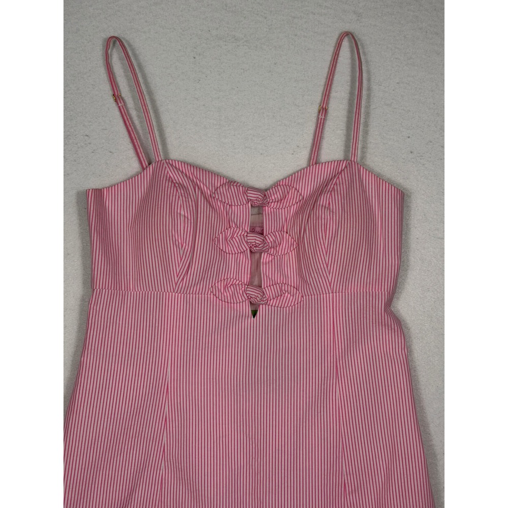 Lilly Pulitzer Petra Dress Womens 2 PB Pink Seersucker Stripe Bow Front Mini NEW - Picture 10 of 11